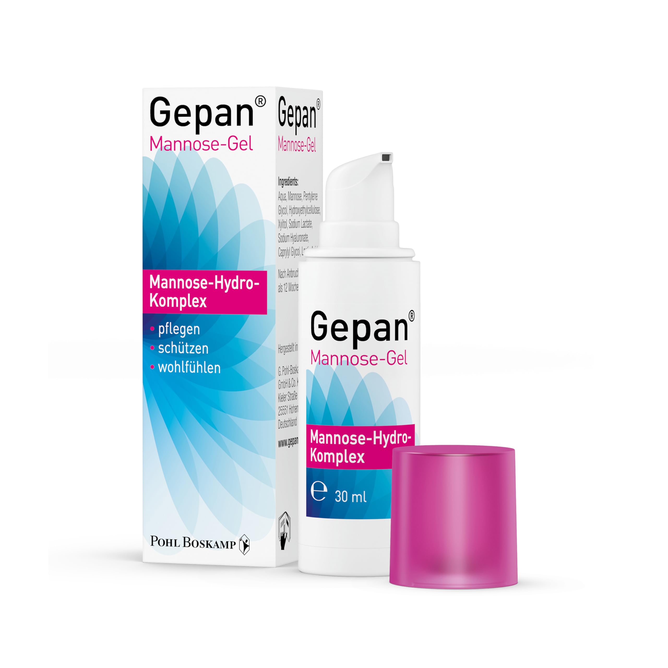 Gepan Żel mannozowy, 30 ml: pielęgnacja intymna z czynnikiem ochronnym – mannoza i kwas hialuronowy – wspomaga barierę skóry w okolicach intymnych, bez parabenów, ochrona przed infekcjami, np