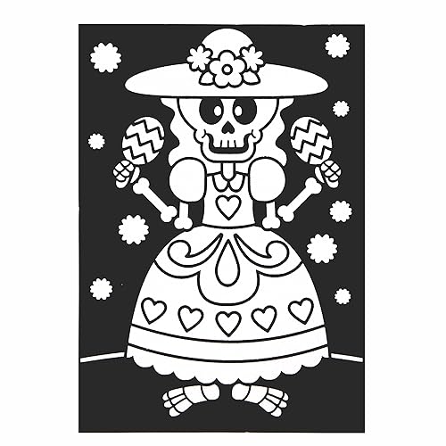 Miniatura 6 de Baker Ross FE729 Día de los Muertos en color en decoraciones de imagen, paquete de 10, imágenes de fieltro para manualidades, haz tu propia