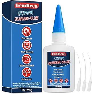 Rubber Glue 20 g, Super Glue for Rubber, Clear Instant Adhesive for Edge, Tire, Shoes, Belt, Soles, Hose, Mat & Neoprene Repair and More, Waterproof, Heat-Resistant