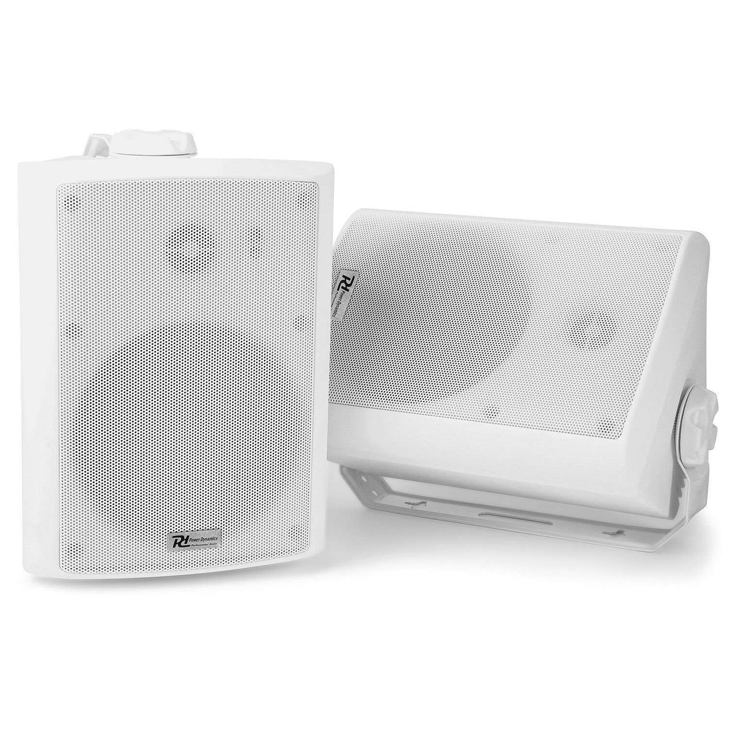 Power Dynamics WS50A Pareja de Altavoces Bluetooth de 2 vías, 240 vatios y 5,25", Color Blanco, con Soporte de Montaje, para Uso en Interiores o Exteriores IP55, Control Remoto Incluido