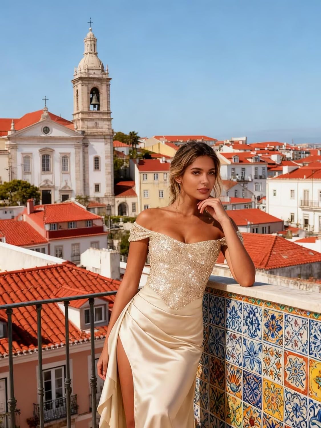 Women's Glitter Satin Sequin Prom Dresses Long Glitter Off Shoulder Bodycon High Slit Mermaid Cocktail Dress - Image 5