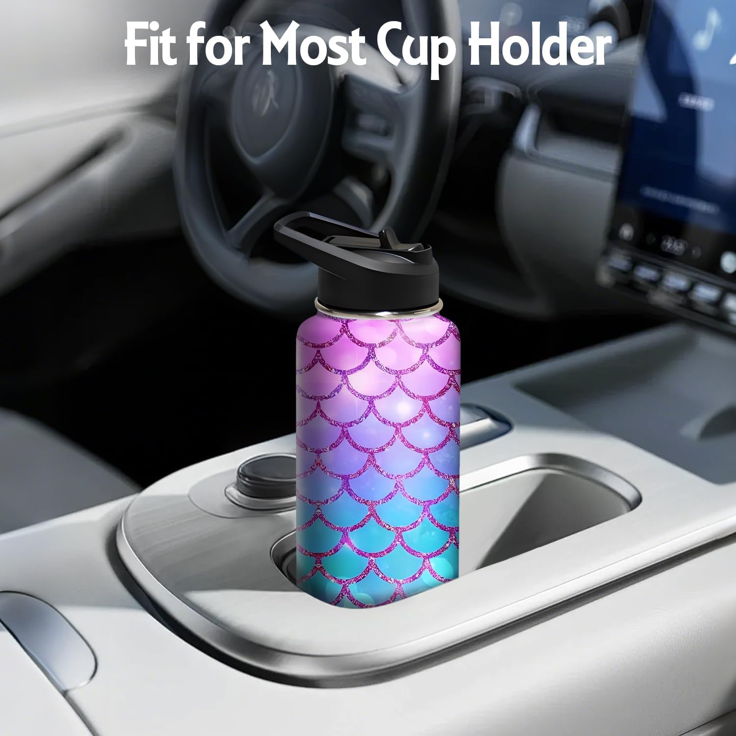 40oz Mermaid Water Bottle with Handle and Flip Straw, Sports Stainless Steel Insulated Cup Travel Coffee Mug Tumbler, Birthday Mothers Day Chritmas Gifts for Women - Image 4