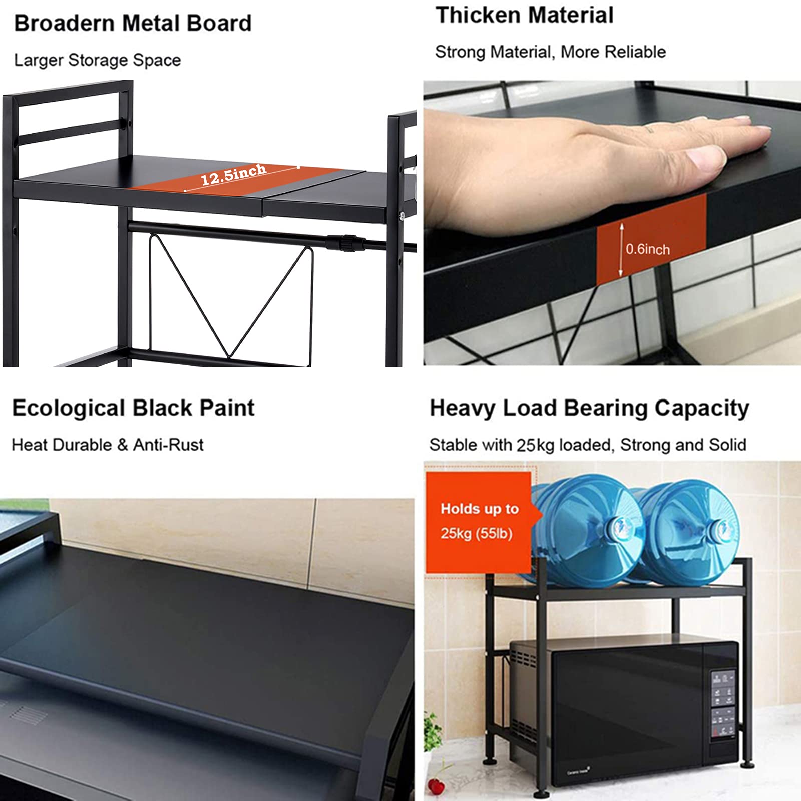 Supporto Per Microonde A 2 Livelli - Organizer Cucina Con Ganci, 50 Kg Portata - Foto 7