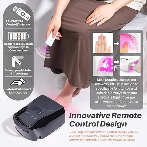 Miniatura 5 de Lámpara de uñas UV inalámbrica de 52 LED, alta potencia de 96 W, base de espejo magnético, luz de pulgar, 4 temporizadores, sensor automático,