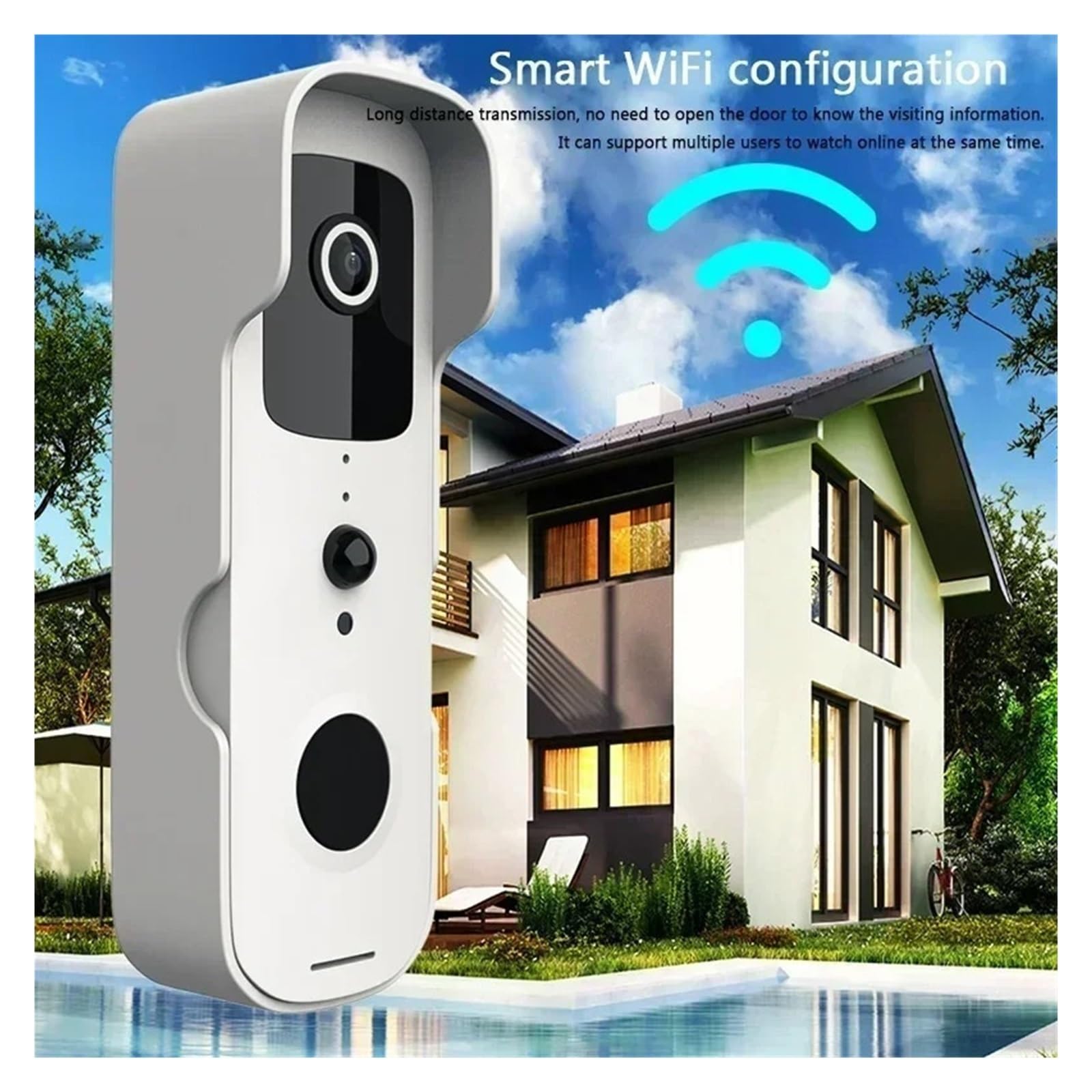 Inteligentny Wideodomofon Wodoodporny Z Noktowizorem, Kamerą 1080P FHD, Cyfrowym Wideodomofonem, WIFI 2.4G, Dzwonkiem Tuya Ostry PodgląD Na żYwo(1X Doorbell)
