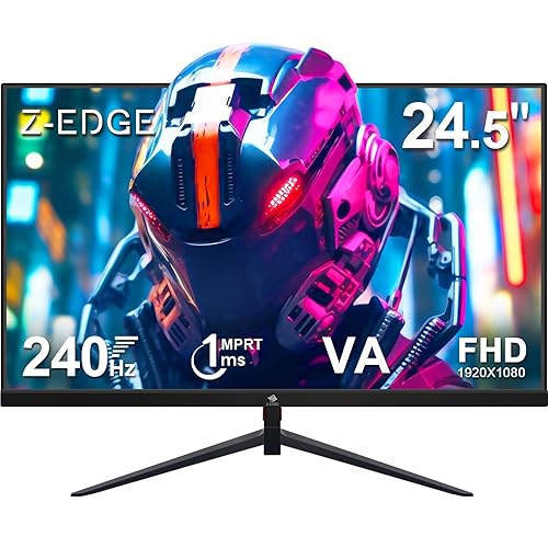 Z-Edge 24.5" Gaming Monitor, Z-Edge UG25I FHD 1920x1080 240Hz Gaming Monitor, 1ms Frameless LED, AMD Freesync Premium Display Port HDMI - UG25I 240Hz
