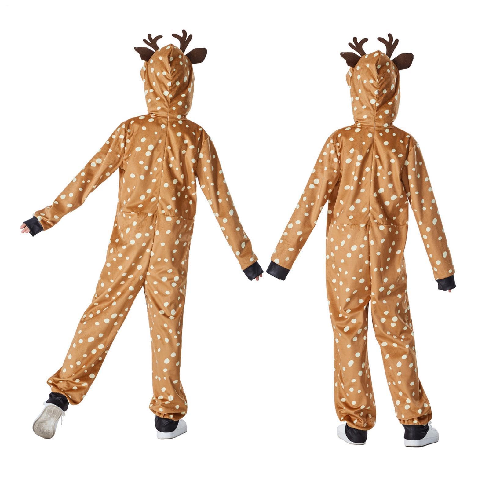 Costume da cervo per bambini, unisex, con cappuccio, per feste di Natale