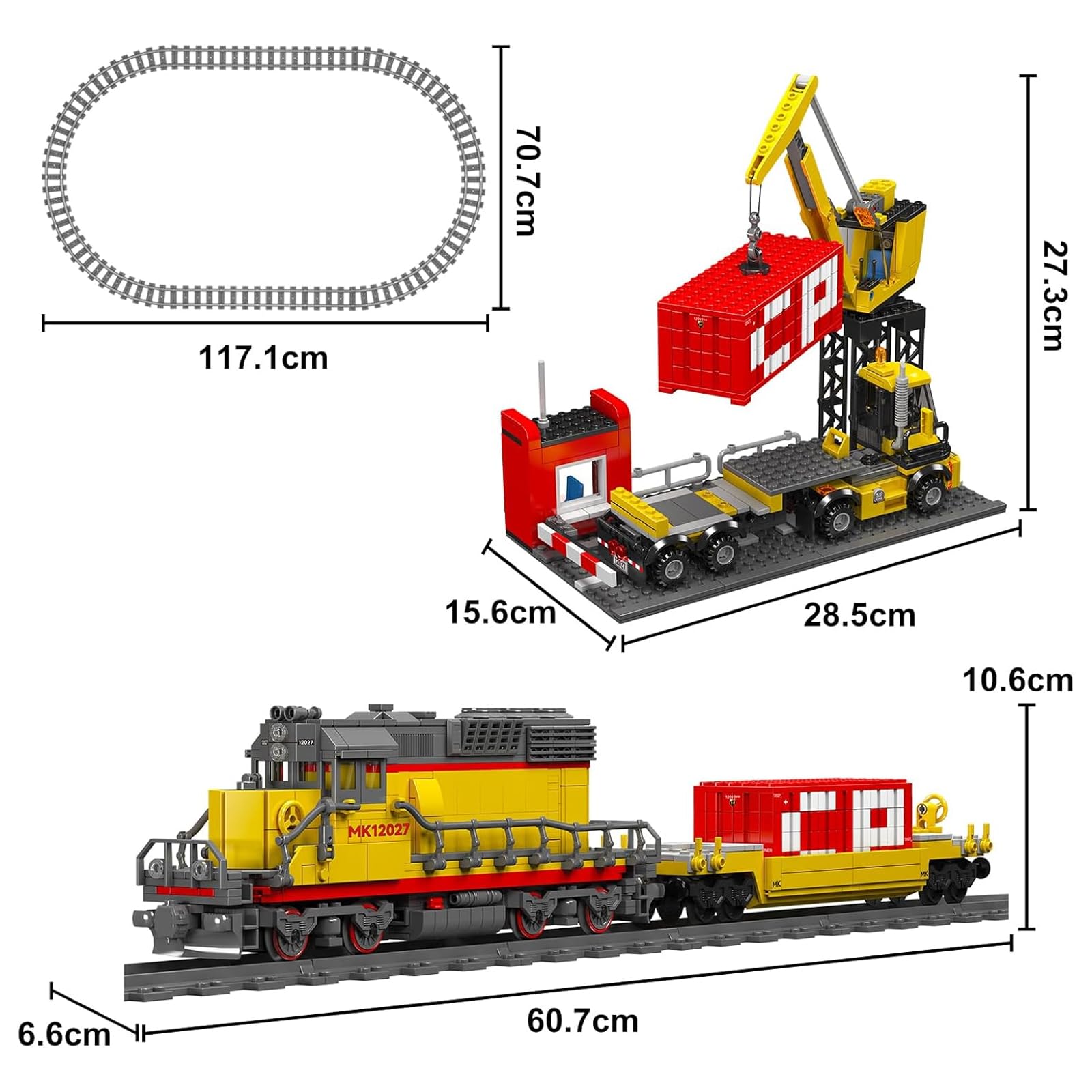 Mould King 12027 Technik EMD SD40-2 Diesel Locomotive Zug Baustein Modell, 1170 Teile Schienen Train mit Motor, Ferngesteuertes Zug Modellbausatz Bausteinset