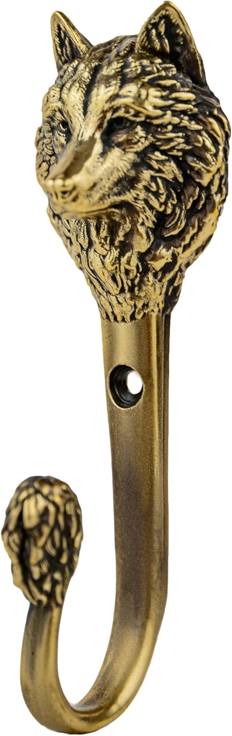 Wolf Hanger Holders Storage Rack. Handmade Vintage. for Kitchen Living Room Bathroom. Rack Hangers for Hanging Coats Towels Keys Hats Purse Backpacks. Unique Design. Brass - Image 6