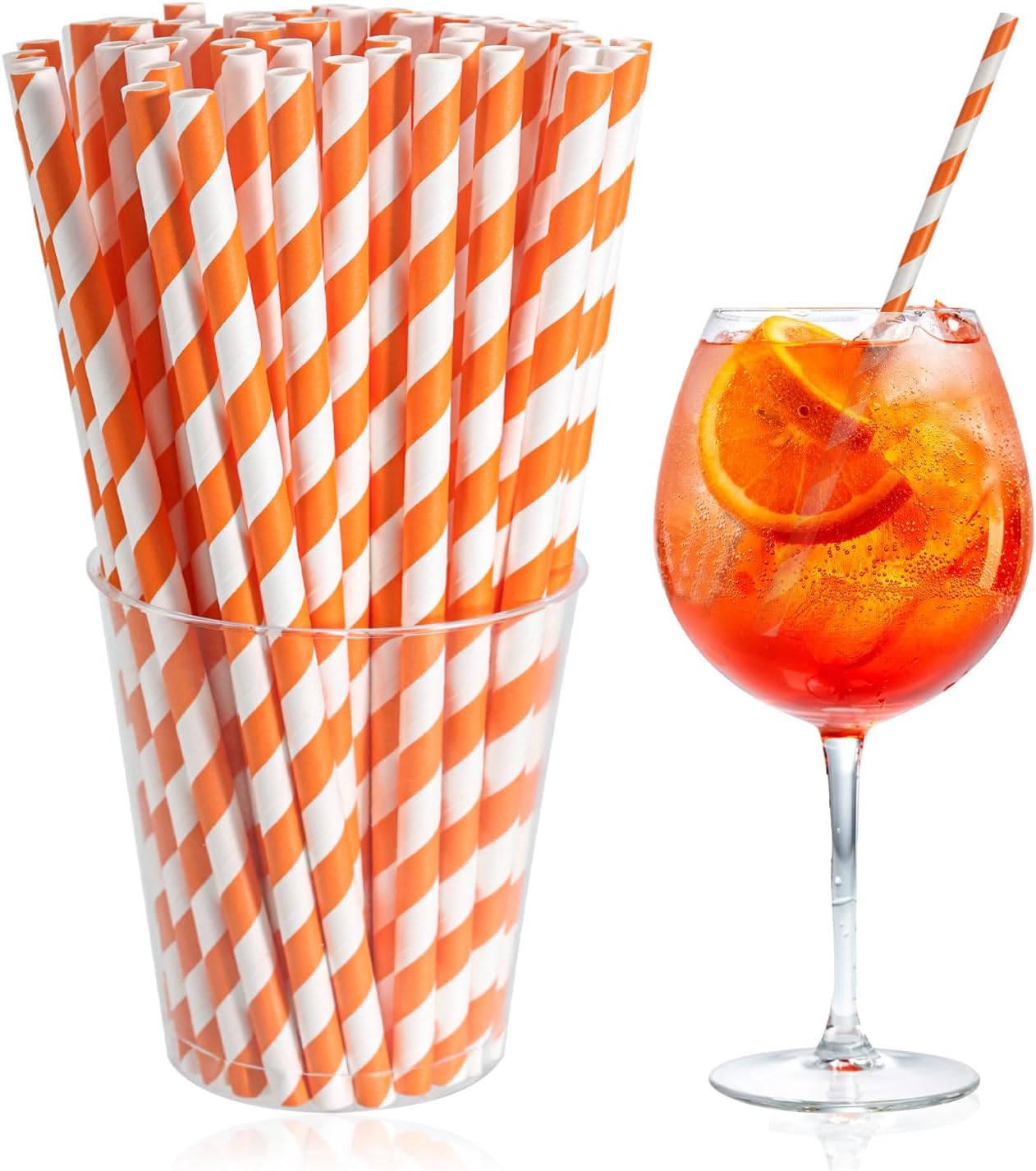 Pitillos de Papel Naranja 19.7 cm 100 unidades