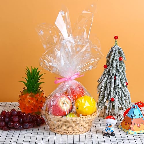 Miniatura 2 de SULOLI Rollo de celofán de Navidad, 32 pulgadas x 99 pies, copos de nieve, envoltura de Navidad para regalos, flores, cestas