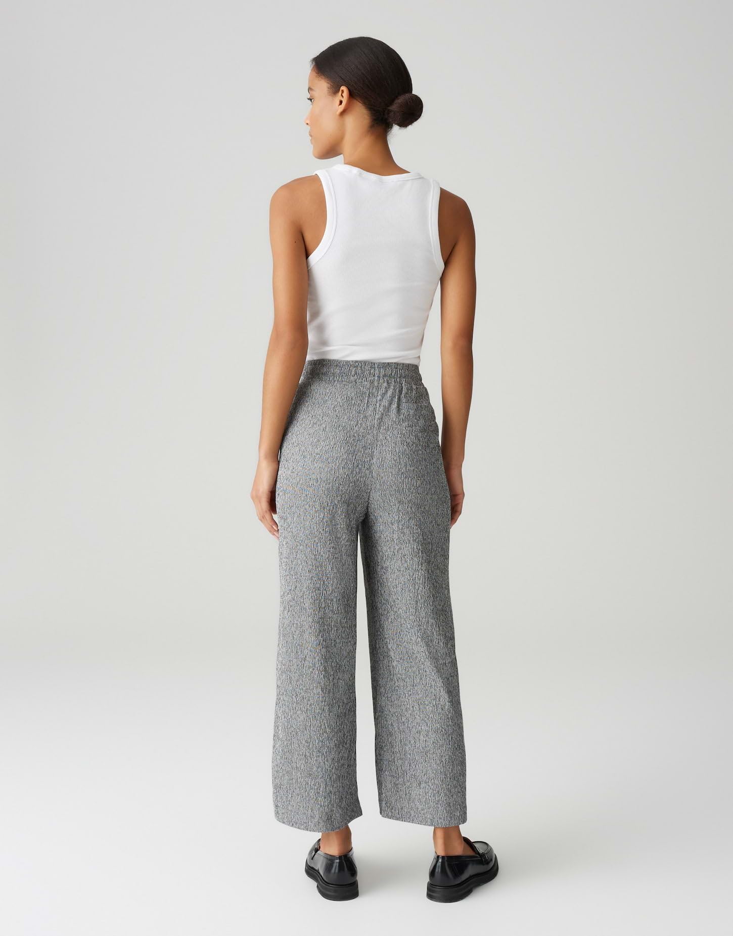 OPUS Damen Stoffhose | Culotte MILENI Crinkle Two-Tone Wide mit Komfortbund
