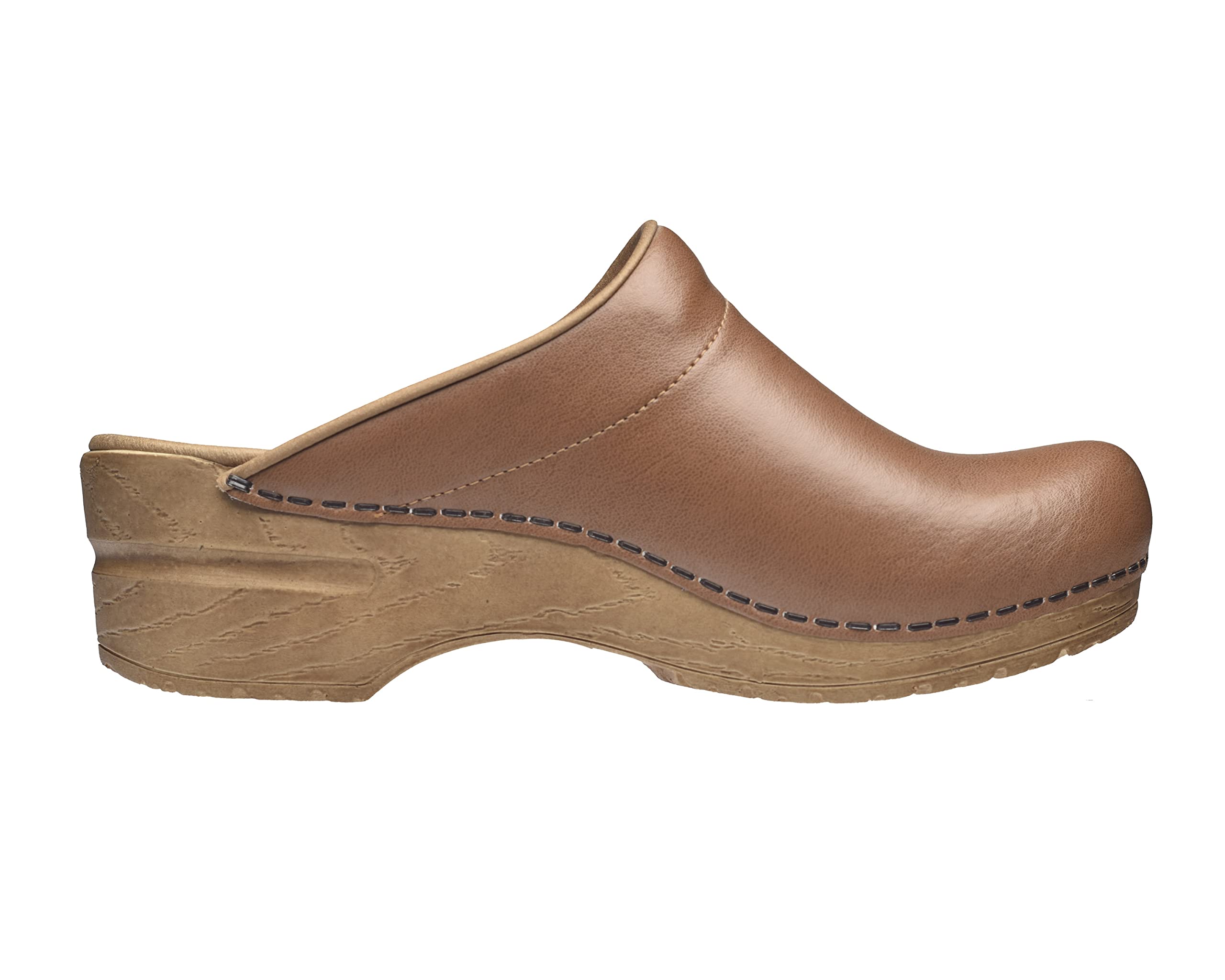 Sanita | Sandra offener Clog | Original handgemacht | Flexible Leder-Clogs für Damen | Anatomisch geformtes Fußbett mit weichem Schaum | Hellbraun | 42 EU