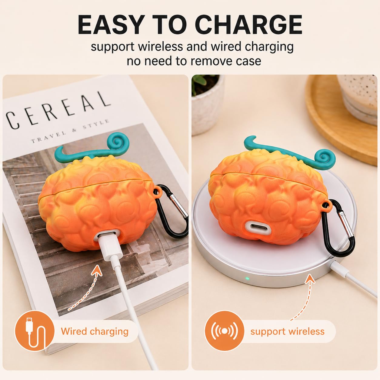 Amazon | Suvivant 3D オレンジファンタジー フルーツケース AirPods
