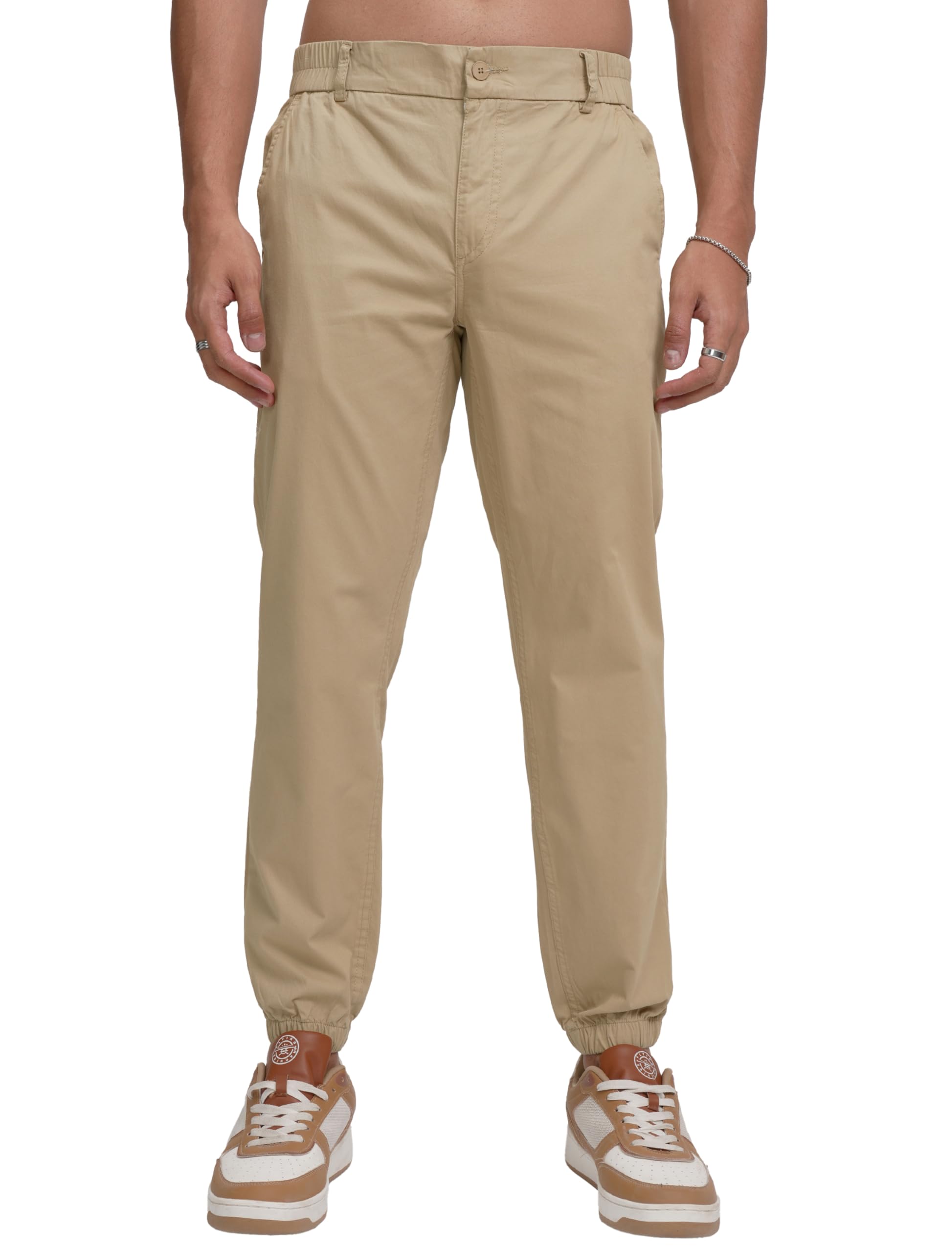 Highlander Men's Relaxed Fit Joggers | Comfortable & Stylish | Perfect for Casual Outings, Everyday Wear & Laid-Back Style | Trouser for Men | Men Trousers | Jogger Pant in neutral