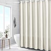Vista 5 de Furlinic - Cortina de ducha beige sin ganchos, cortinas de baño de poliéster con 10 ojales divididos, impermeables y lavables a máquina