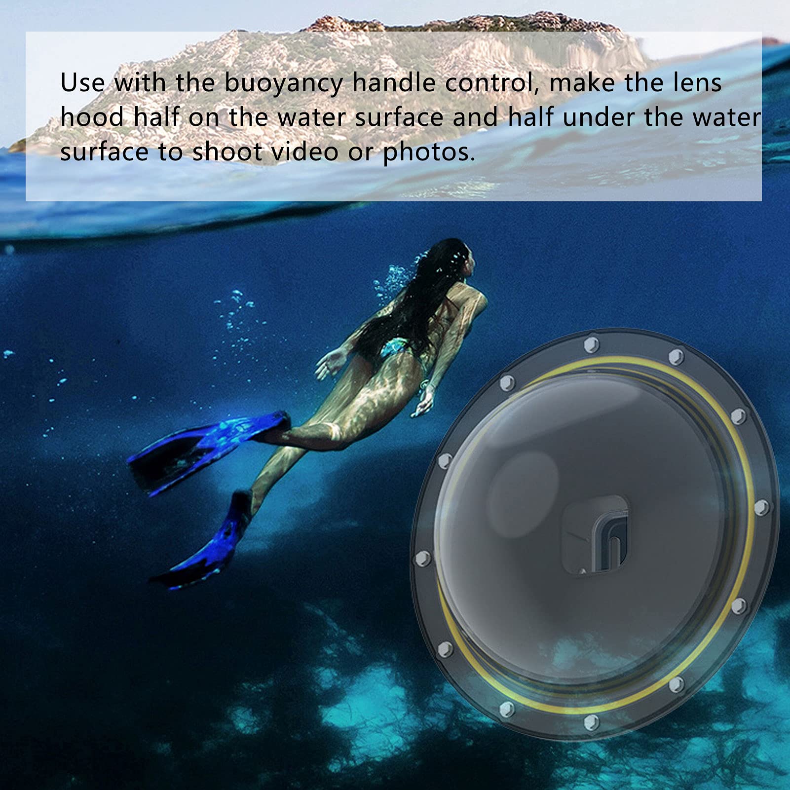 Fisheye Sphere - Funda Impermeable para Cámara de Acción 30 M, IP68, Plástico PC de 7,3 Pulgadas