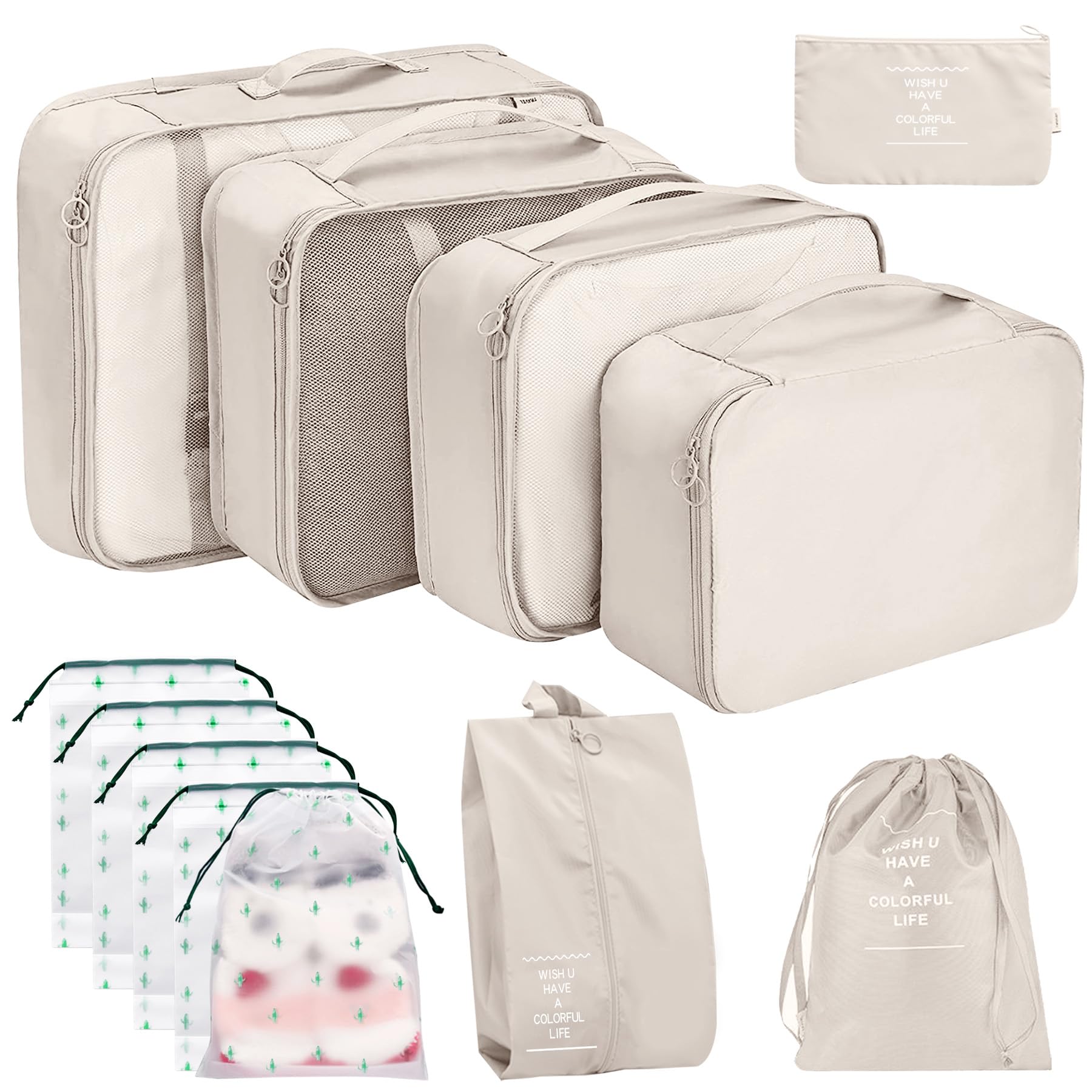 YORFULL Koffer Organizer Set, 12-Teiliges Packing Cubes Compression, Reise Organizer Packwürfel Kompression, Travel Essentials Organizer - Kosmetiktasche, Kleidertasche Packtaschen für Koffer