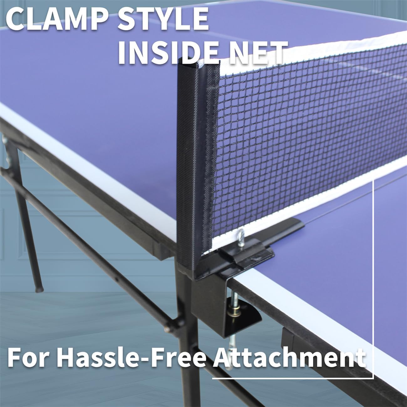 8FT Mid-Size Table Tennis Table Foldable & Portable Ping Pong Table Set, 8 Pulleys, for Indoor Games with Net, 2 Table Tennis Paddles and 3 Balls