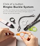 Ringke Buckle Finger Ring Lanyard Strap, Universal Removable Cell Phone PC Charm Grip Holder for Smartphone, Camera, Key Chain, USB, Small Accessories - Neon Orange
