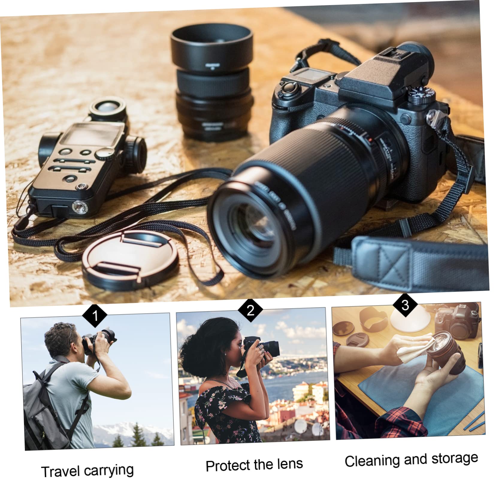 2 Series Bolsa Protectora De De Cámara Y Resistente Estuche De Neopreno para Lentes De DSLR Accesorio Fotográfico Compacto Y 5 Piezas*2