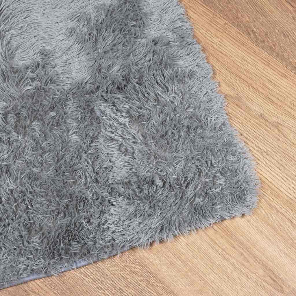 Hothingwell Tappeto Shaggy a pelo lungo grigio chiaro 160 x 230 cm, tappeto per camera da letto morbido in poliestere resistente, antiscivolo e facile da pulire per soggiorno, ufficio, balcone