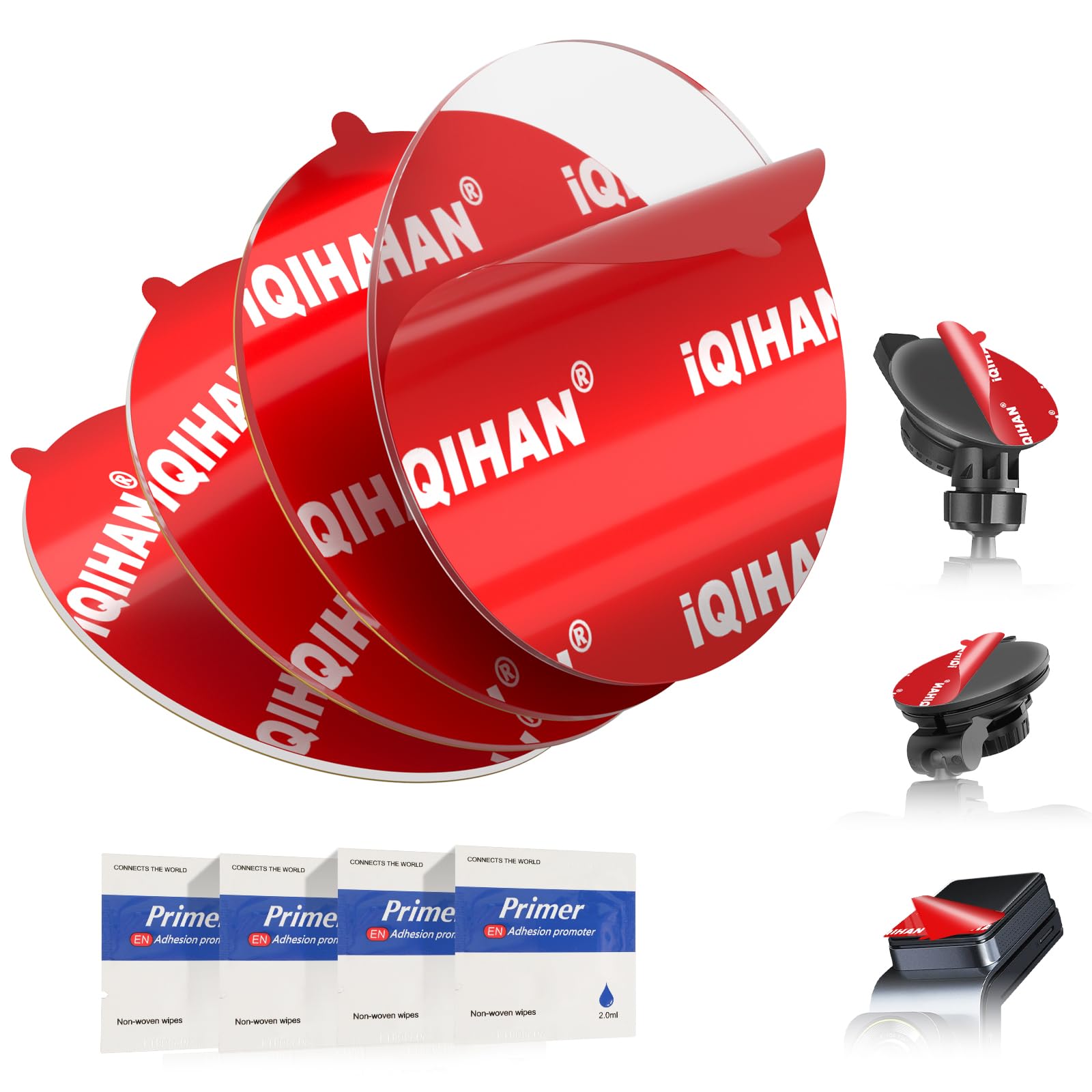 Sticky Adhesive Pads for Windshield Dash Cam Mount 4-Pack Double-Sided Heat Resistant Dashcam Mounting Tape Havy Duty Clear