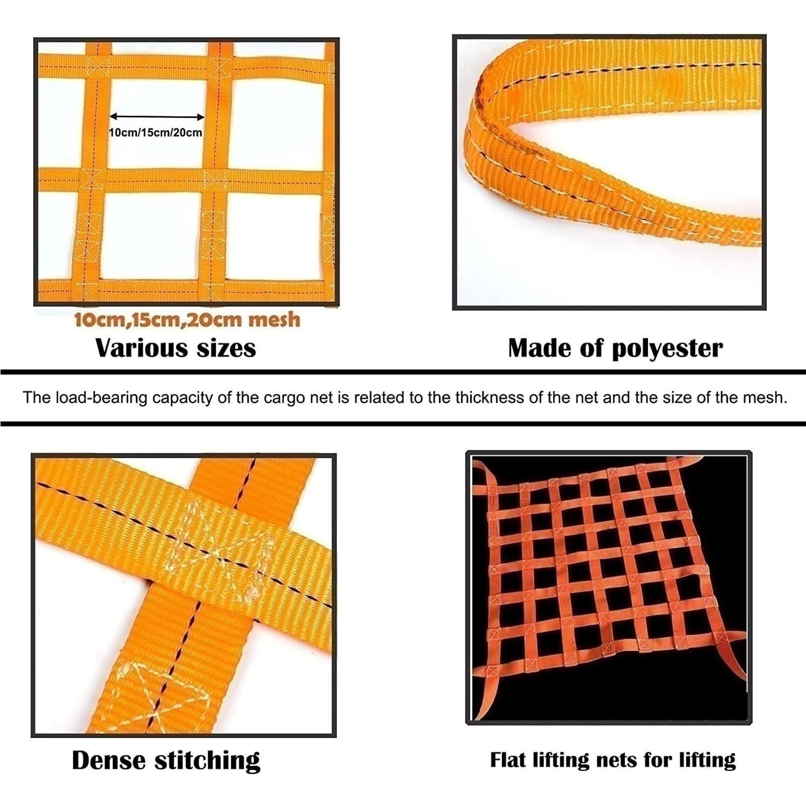 Redes De Elevación De Carga - Red De Elevación Plana De Nailon, Red De Suspensión De Carga para Aparejos De Construcción, Remolque, Elevación, Equipos De Trabajo (Size : 2 X 2M/Mesh/20cm/Load 3.5t)