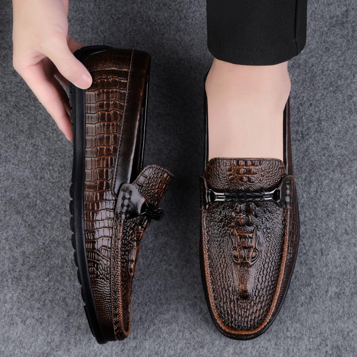 Handgefertigte Herren Leder Slip On Driving Business Schuhe 37-49 EU