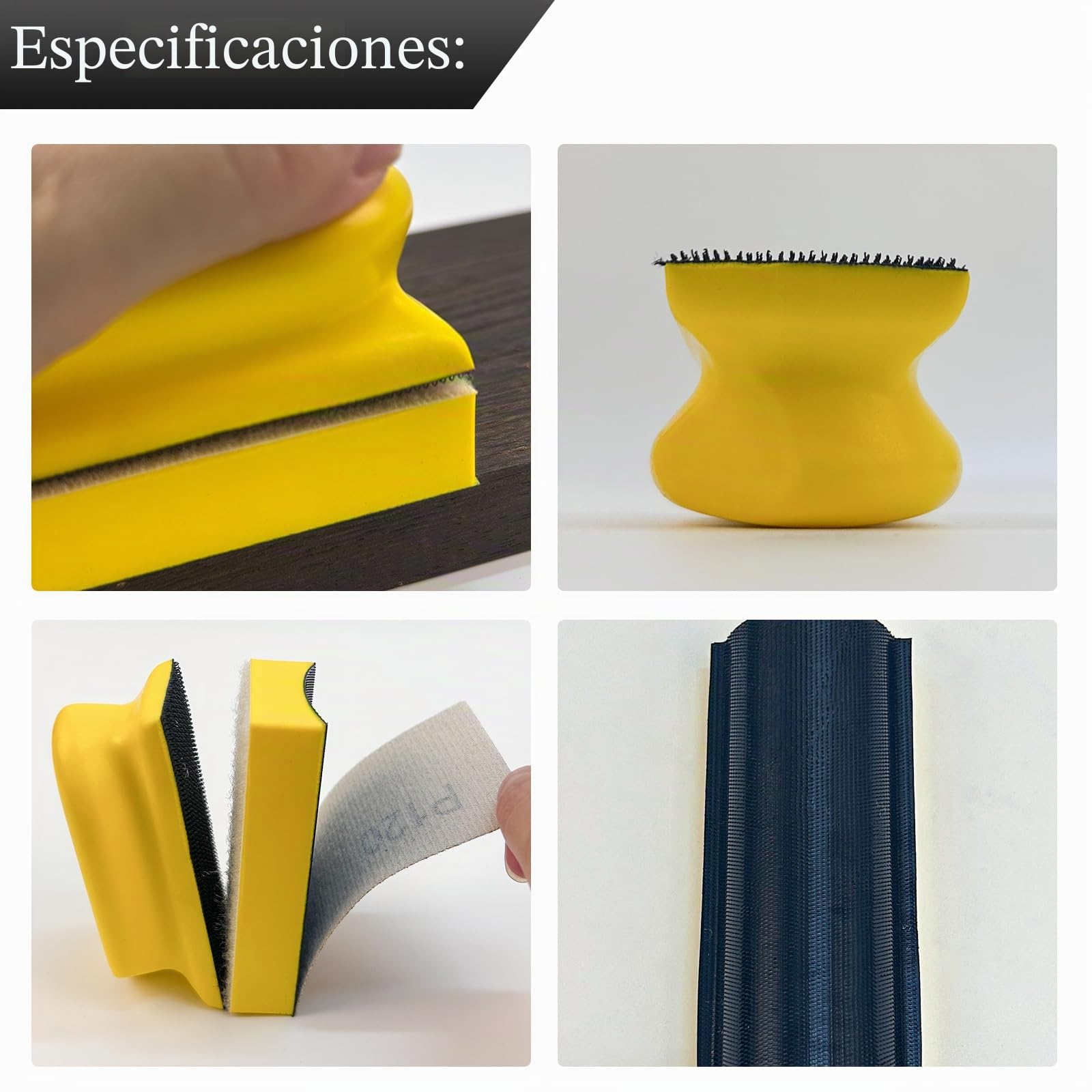 Juego de 16 Bloques de Lijado Manual | Almohadillas de Lijado Profesionales con Velcro y Formas Cóncavas y Convexas para Carpintería, Carrocería