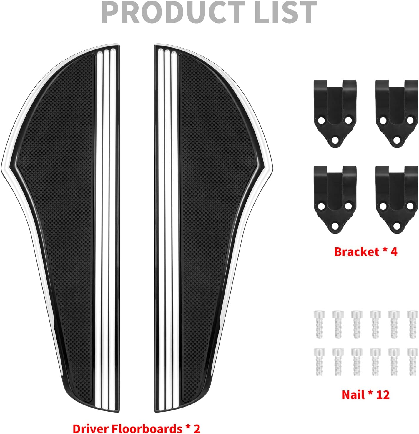 Motorcycle Passenger Driver Rider Floorboards Kit Fit for Harley Touring Electra Glide Road Glide Road King Street Glide 1986-2025, 1986-2017 Softail FL, 2012-2016 FLD, 2008-2025 Trike Chrome