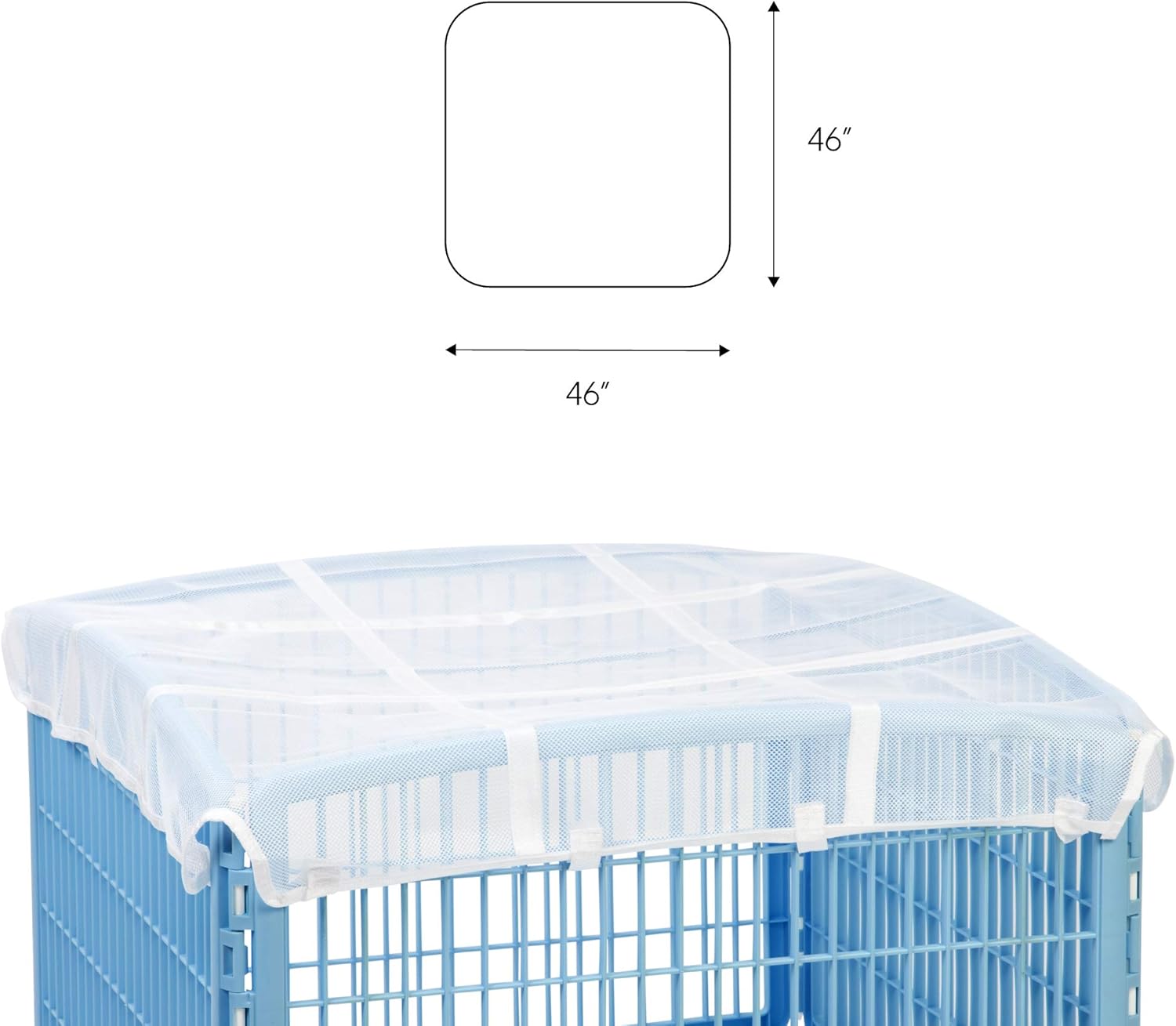 IRIS USA 46" x 46" Mesh Top Cover for Dog Playpen, Designed to Fit on the IRIS USA 4-Panel Pet Playpen, Keep Pets Secure, Durable yet Lightweight Nylon Mesh Material, Washable, Easy Attachment, White 4 Panel Mesh Top Cover White