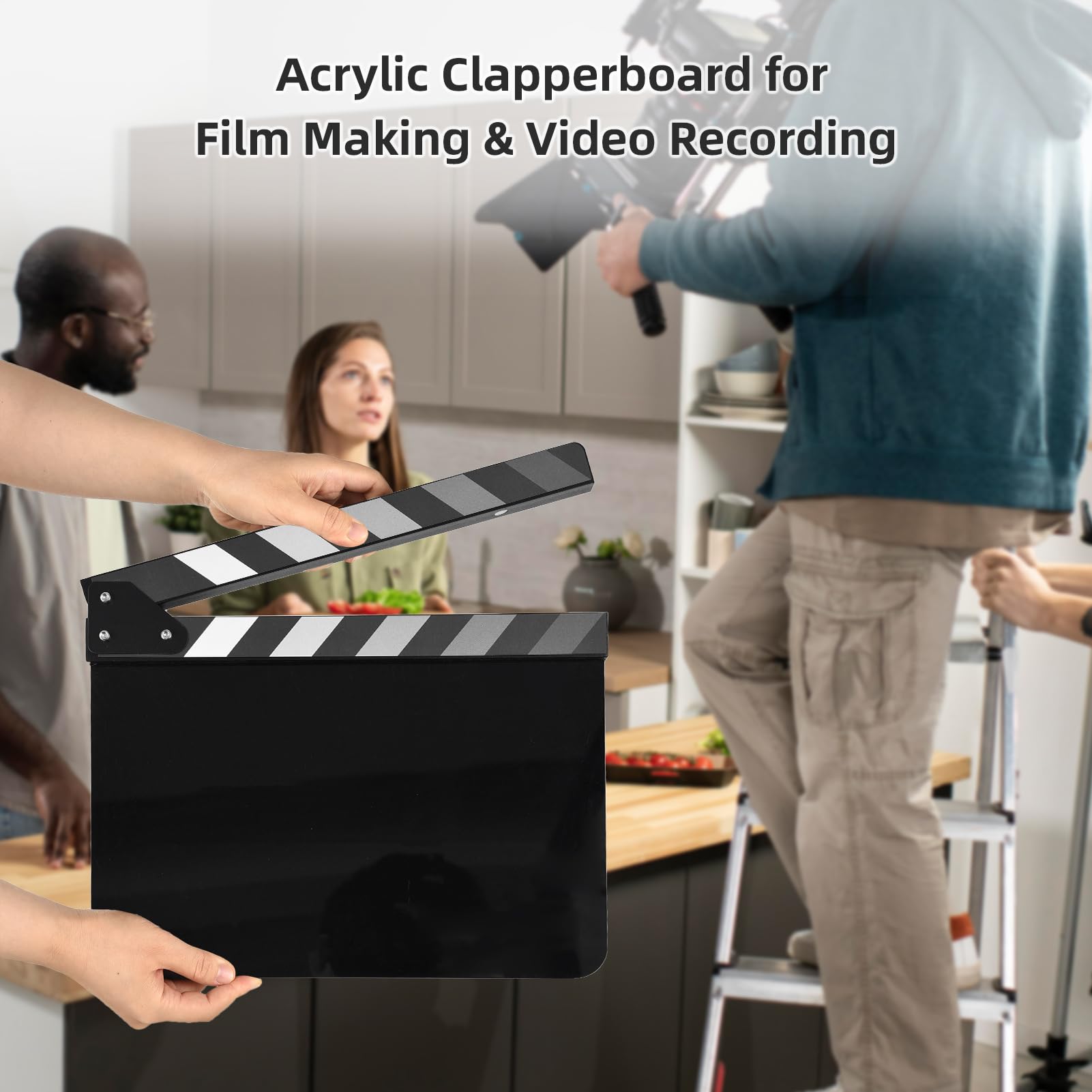Jemora Film de Clap en Acrylique, Ardoise du réalisateur de Film, Coupe de scène d'action, Film de Clap, Ardoise effaçable à Sec