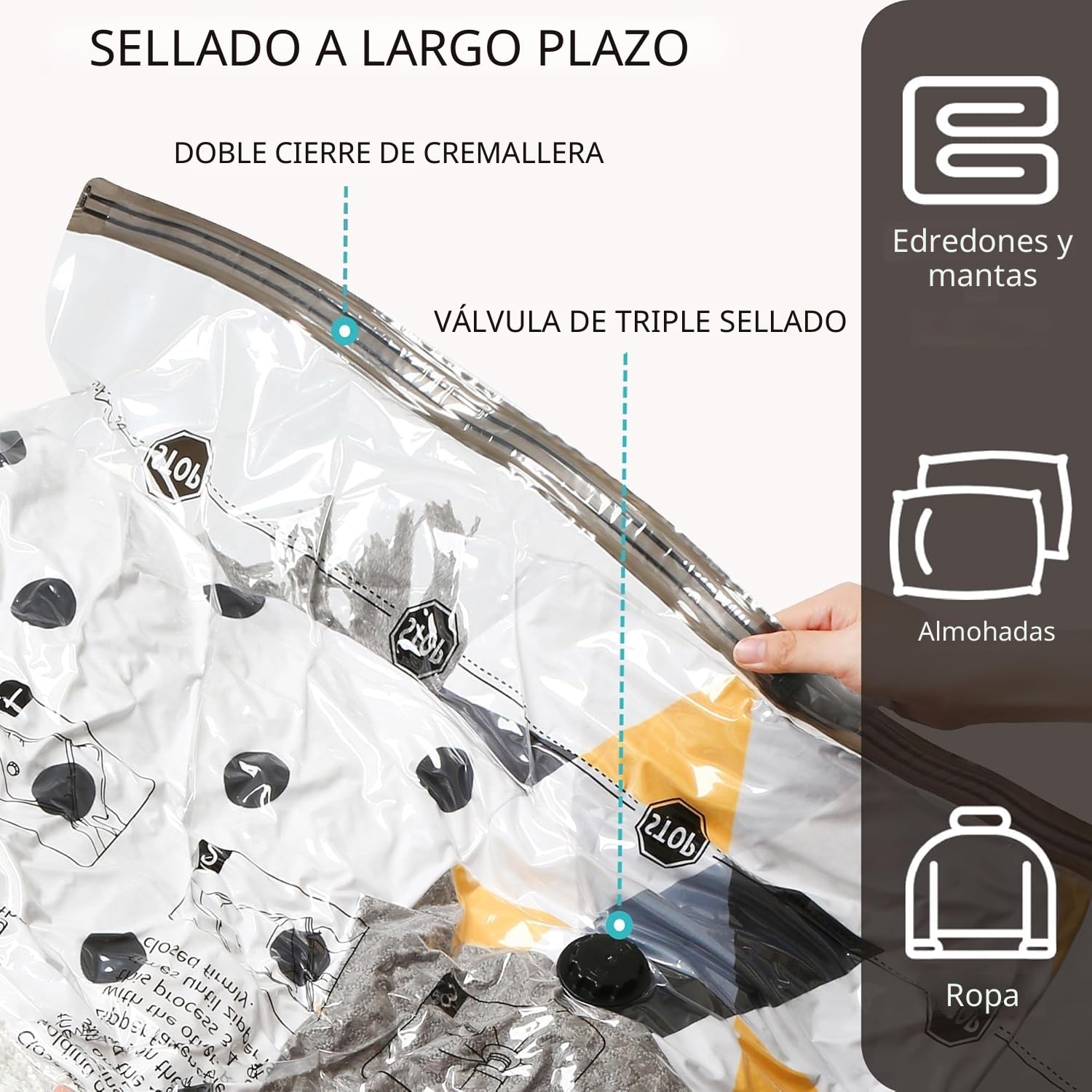 SUOCO Bolsas al Vacío Ropa, Juego de 20 Bolsas (4J + 4L + 6M + 6S) con Bomba Eléctrica, Bolsas de Almacenaje al Vacío para Ropa y Edredones, Viaje y Hogar, Resistente y Reutilizable - 4