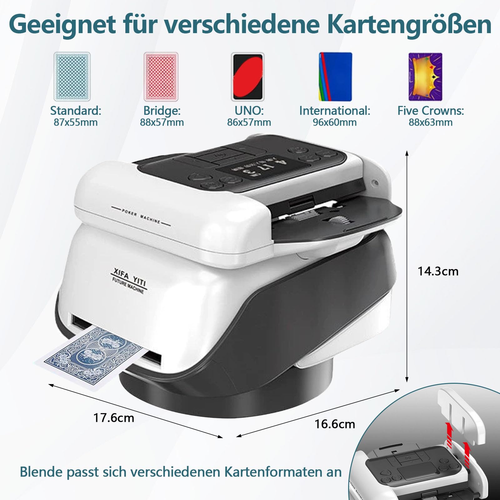 2 in 1 Automatische Kartenmischer und Kartensender,Mehrere Spielmodi,360° Deal,für Spiele wie Poker, UNO und Texas Hold'em