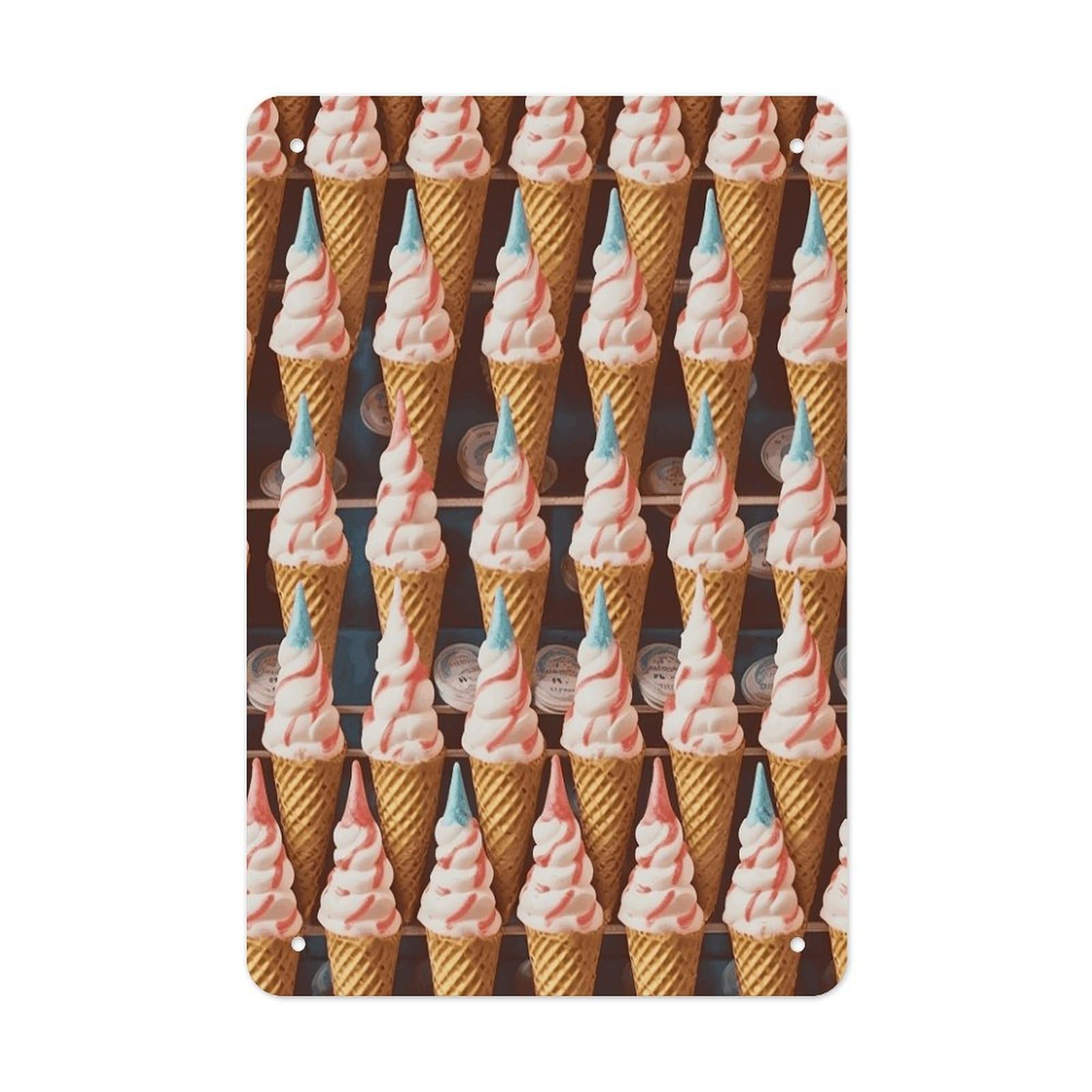 Btcowzrv Style Ice Cream Cones Fifties Time Metal Tin Sign Wall Decor Hanging Plaque