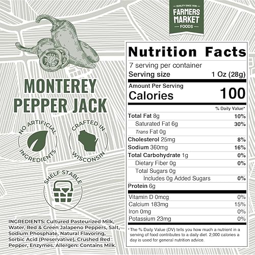 Vista 15 de Farmer's Market, ajo y cebolla, bloque de queso, 7 onzas, aperitivo de queso natural, perfecto para rebanar y triturar, 1 paquete