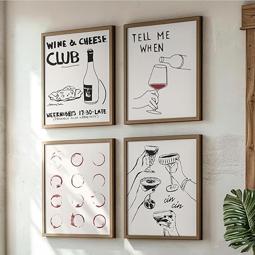 Miniatura 3 de JXREQ Decoración de carrito de bar de moda, impresiones artísticas de pared para bar cocina, arte retro de pared de vino, juego de 4, 8 x 10