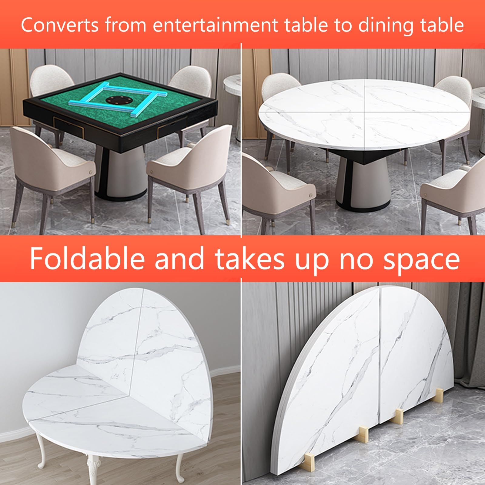 Extensor de mesa redonda, mesa plegable que ahorra espacio para catering y banquetes, diámetro ajustable de 47 a 86 pulgadas, capacidad para 10 a 20 personas