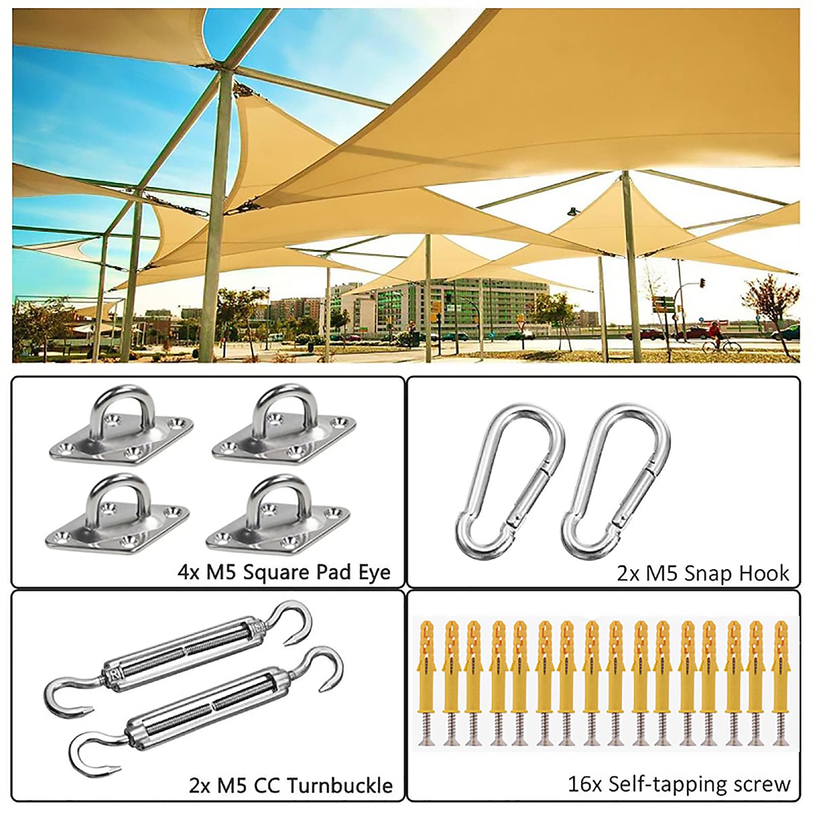 Markizy blokowe, Prostokątny żagiel przeciwsłoneczny 3x6m Oxford Canopy 21 kolorów(1)