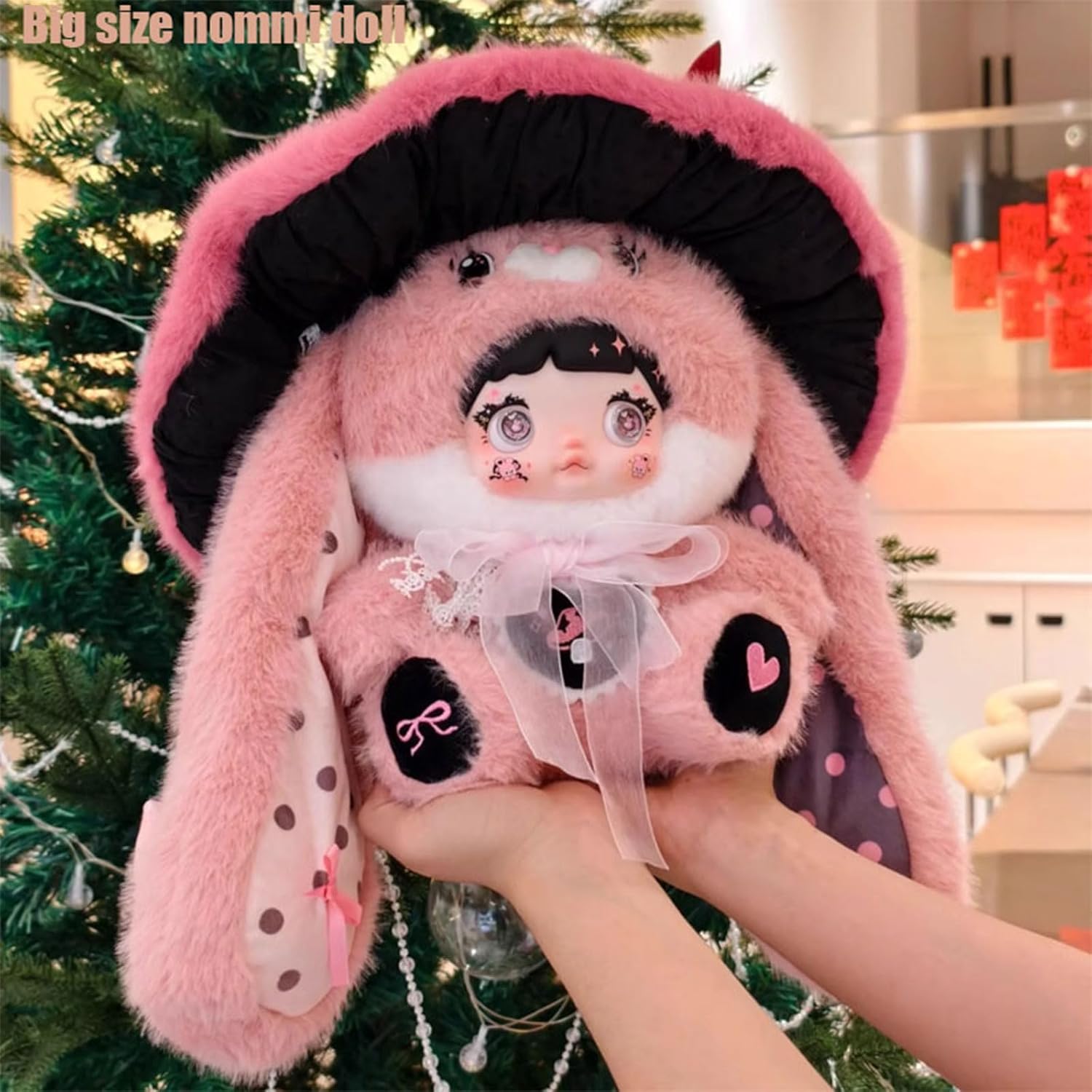 Nommi Blind Box Plush Figures, Cute Vinyl Blind Box Plush, Collectible Nommi 400% Mushroom Hat Series, Kawaii Action Figure Mystery Box for Surprise Gifts, Single Box (1 of 7 Possible Styles)