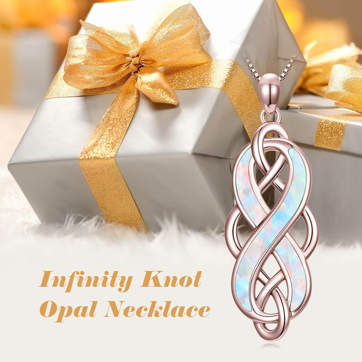 Irish Celtic Knot Necklace 925 Sterling Silver Opal Pendant Necklace Celtic Irish Jewelry Valentines Day Mothers Day Gifts for Women - Image 3