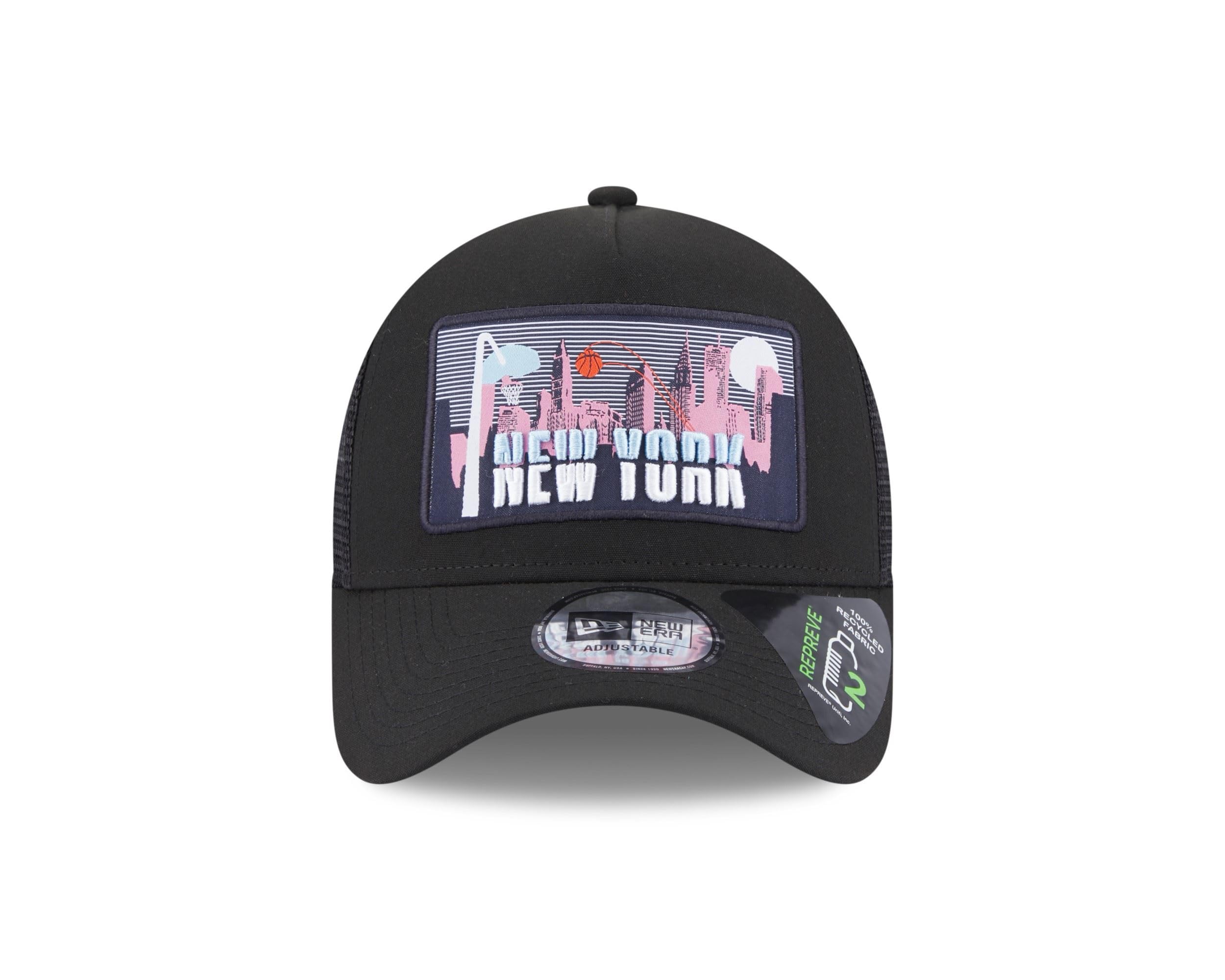 New Era York License Plate Black A-Frame Adjustable Trucker Cap