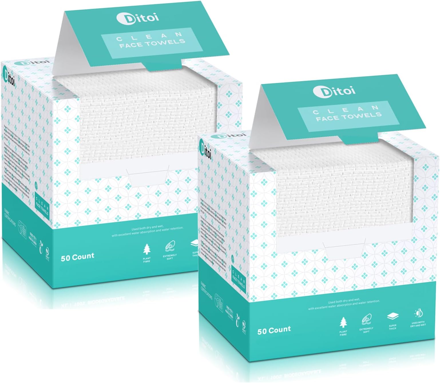 Face Towels, 10"×12" Disposable Face Towel, Face Towelettes XL, Ultra Soft Makeup Remover Dry Wipes, Thick Face Towel for Cleansing,100 Count (2 Pack)