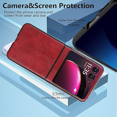 Miniatura 5 de NINKI Funda para Motorola Razr Plus 2023, compatible con 5G, funda protectora de piel sintética delgada y ligera para teléfono celular, color rojo
