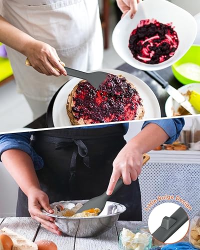 Miniatura 6 de Cuchara de cocina y raspador para utensilios de cocina antiadherentes, ideal para cocinar y servir silicona mate duradera sin BPA, cuchara