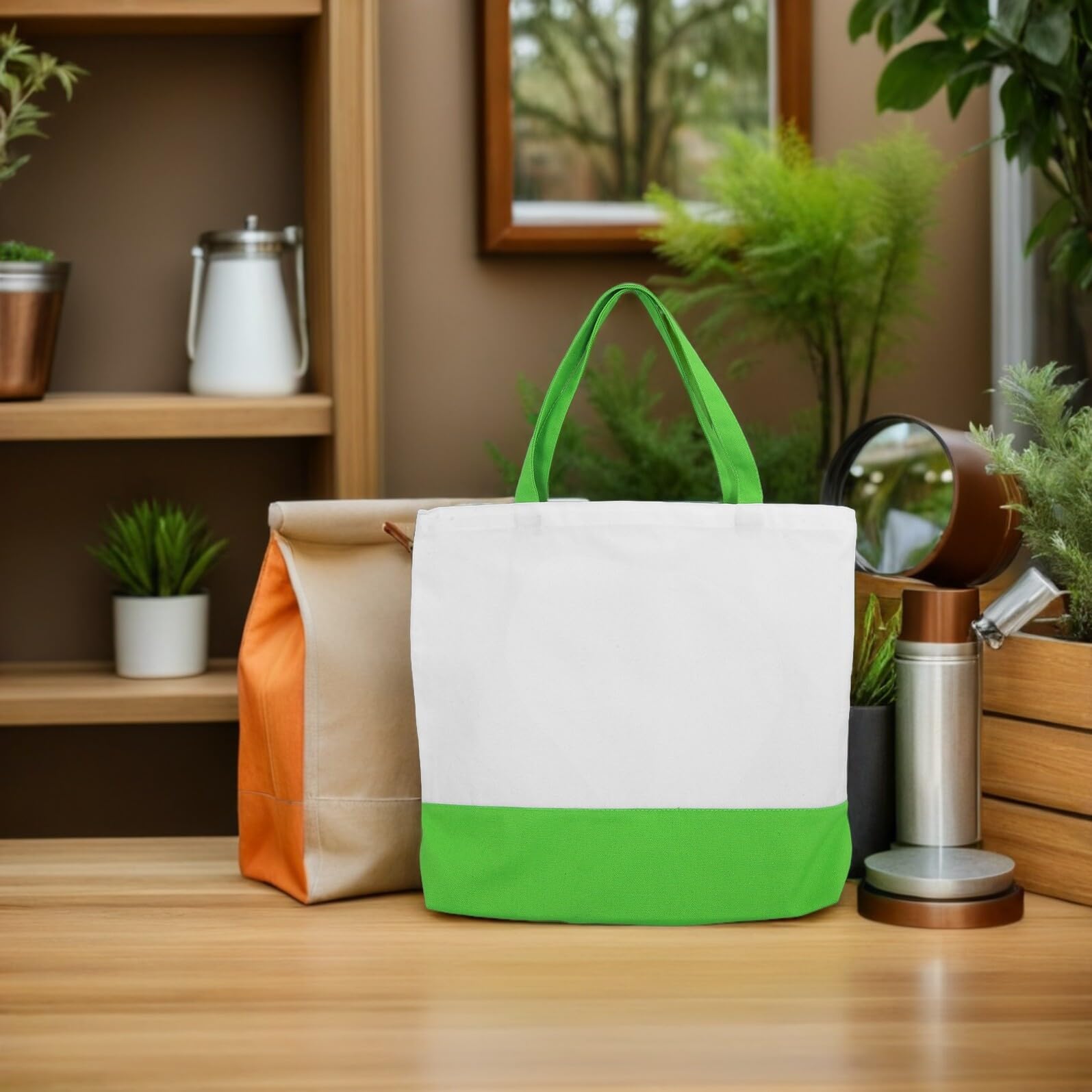 Homoyoyo 5 Stück Canvas Einkaufstaschen aus Stoff Leichte Wiederverwendbare Lebensmittel Tragetaschen für Familienausflüge Farbige Stylische Stoffbeutel mit Breitem Tragegurt Einfach