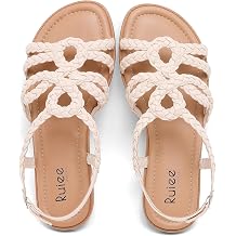 Ruiee Wide Width Sandals for Women, Summer Flat Slides Casual Braided Wide Feet Sandal Comfort Slip on Sandals Open Toe Beach Shoes for Women.