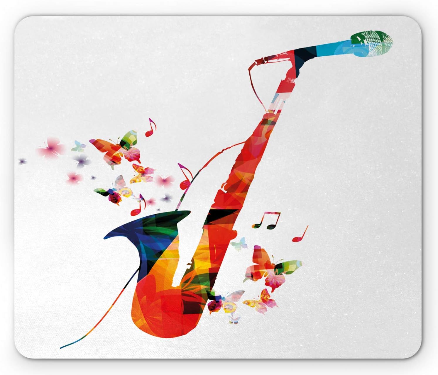 Ambesonne Music Mouse Pad, Jazz Theme Colorful Saxophone
