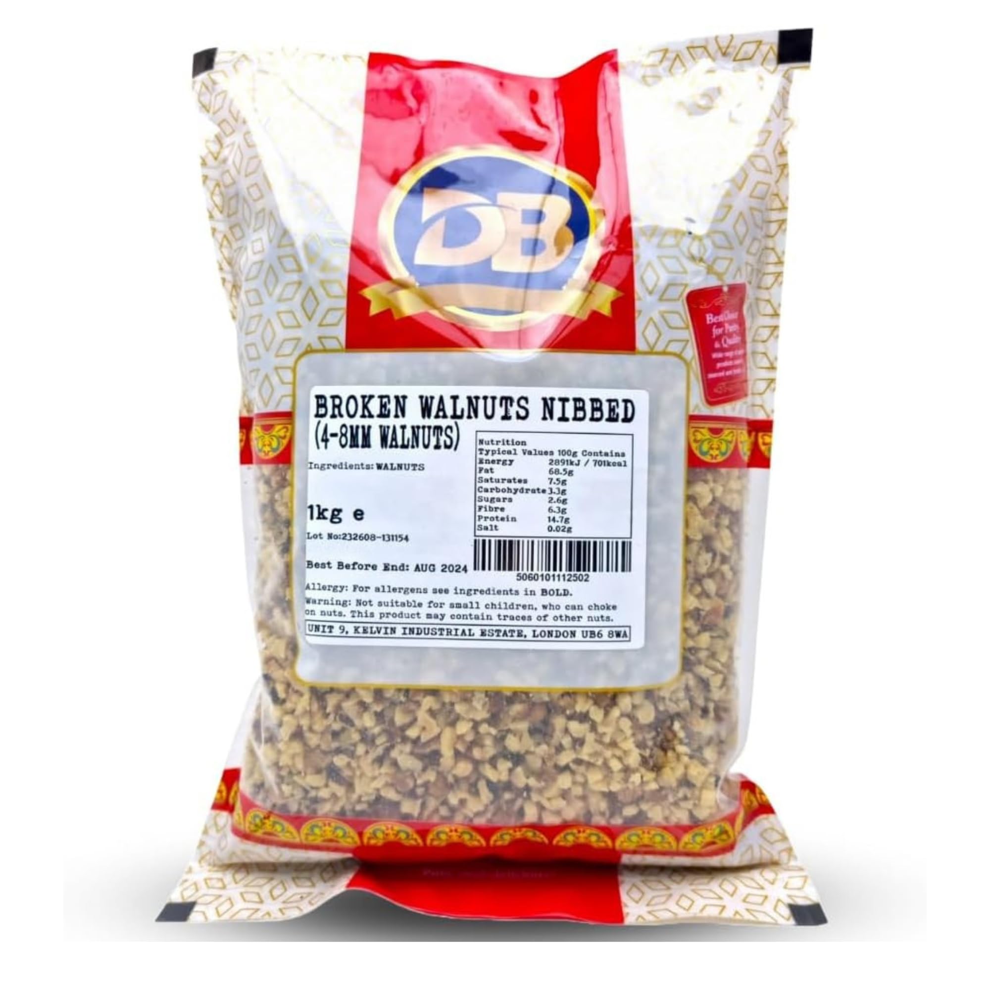 CR Snacking Walnuts Broken 1kg (2 x 500g) - 100% Raw and Halves, Bulk, Premium Quality Natural Nuts Unsalted Whole Foods, Source of Protein Fiber. Use as a Snack or for Baking.